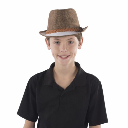 Brown Fedora Hat With White Brim 1 Kroger