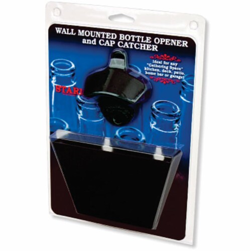 Wall Mount Bottle Opener Bottle Cap Catcher Open Bottles Black