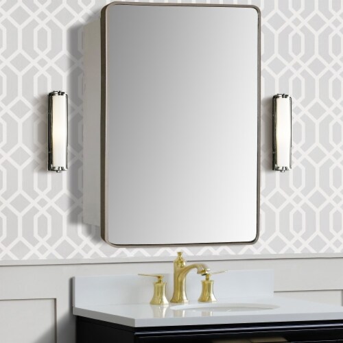 Rectangular Metal Frame Medicine Cabinet In Brushed Silver Unit Kroger