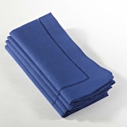 SARO 20 In 24 By 7 Everyday Square Hemstitched Dinner Napkin Cobalt