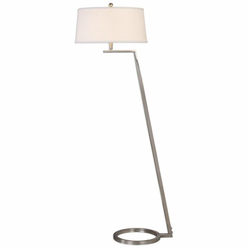 Uttermost Ordino Metal And Fabric Floor Lamp In Brushed Nickel And