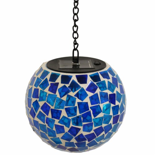 Sunnydaze Midnight Moon Mosaic Solar Hanging Orb With Led Light