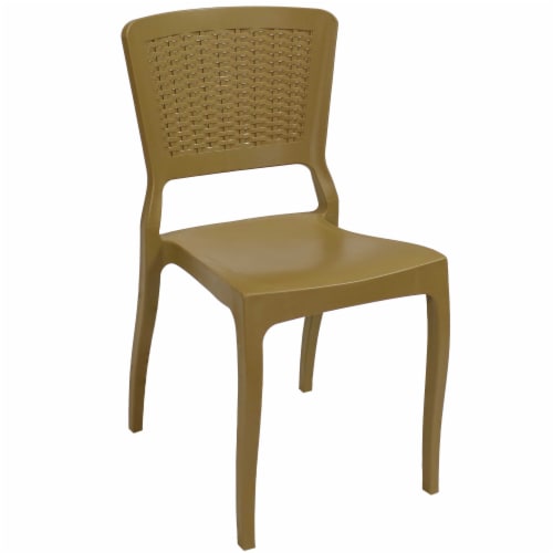 Sunnydaze Hewitt Plastic Patio Dining Chair Indoor Outdoor Wood