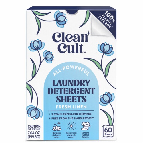 Clean Cult All Powerful Laundry Detergent Sheets Fresh Linen Ct