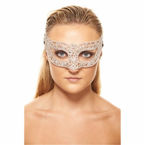 Kayso Premium Luxury Metal Mask With Clear Crystals One Size Costume