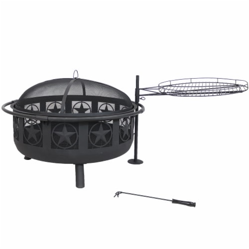 Sunnydaze In All Star Steel Fire Pit With Cooking Grate And Spark