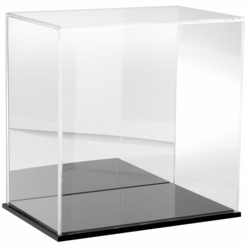 Plymor Clear Acrylic Display Case With Black Base Mirror Back W X