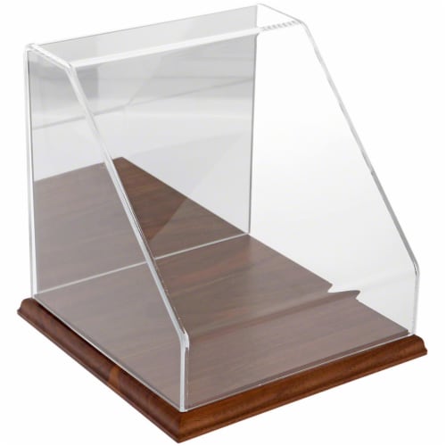 Plymor Clear Acrylic Slanted Front Display Case W Hardwood Base