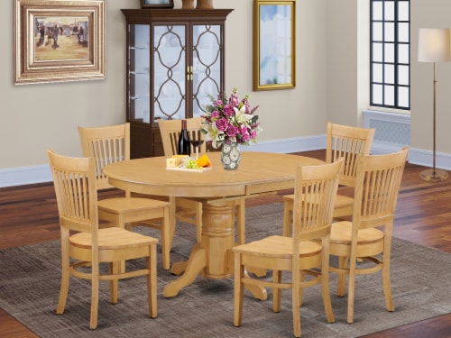 East West Furniture Avon Piece Dining Set With Wood Seat In Oak