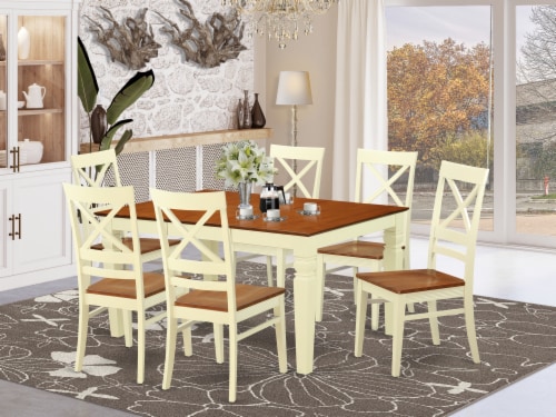 East West Furniture Weston 7 Piece Wood Kitchen Table And Chairs In