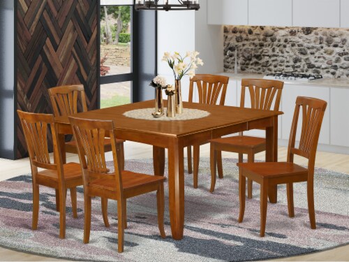 East West Furniture Parfait Piece Dining Set With Wood Seat In Saddle