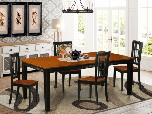 East West Furniture Quincy Piece Wood Chairs And Dining Table In