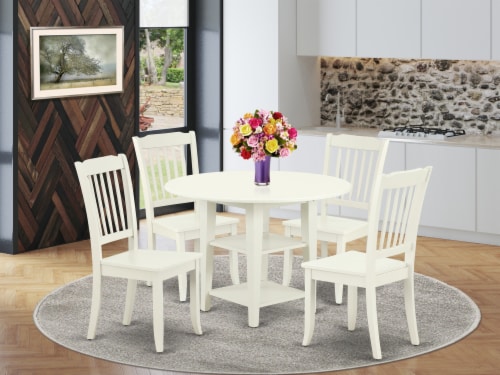 Pc Table With Two Drop Leaves Vertical Slatted Chairs