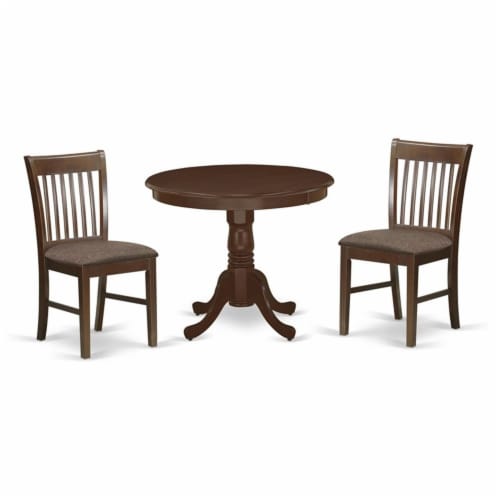 East West Furniture Antique 3 Piece Dining Set W Linen Fabric Seat In