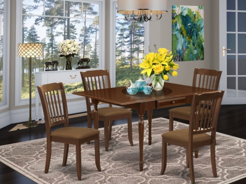 East West Furniture Monza Piece Wood Dining Set With Linen Seat In