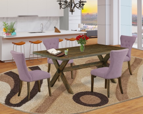 East West Furniture X Style 5 Piece Wood Dinette Table Set In Jacobean