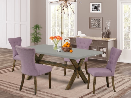 East West Furniture X Style 5 Piece Wood Dining Set In Jacobean Brown