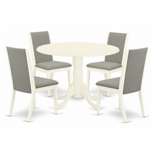 East West Furniture Dublin 5 Piece Wood Dining Set In Linen White