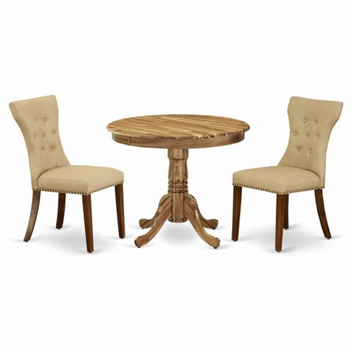 East West Furniture Antique 3 Piece Wood Dining Table Set In Natural 1