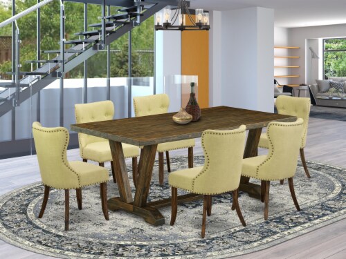 V Si Pc Dining Set Chairs Table Top Wooden Legs