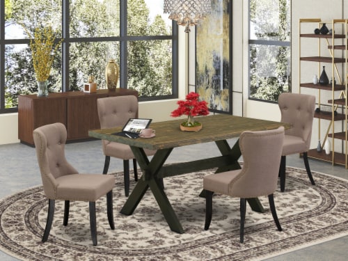 East West Furniture X Style 5 Piece Wood Dining Set In Black Coffee 1