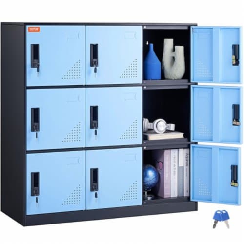 VEVOR Metal Locker For Employees 9 Doors Storage Cabinet With Card