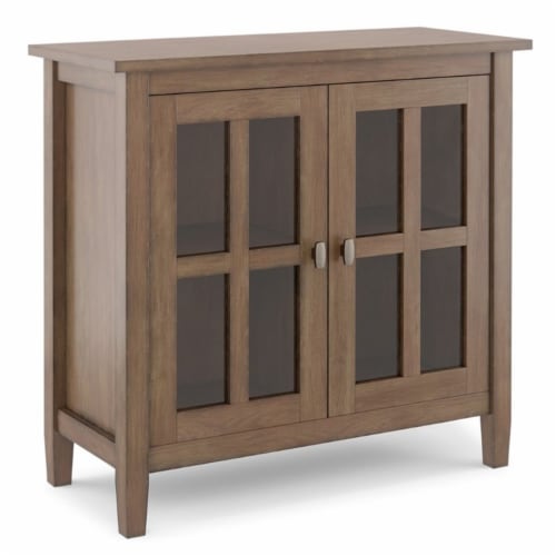 Warm Shaker W Solid Wood Low Storage Cabinet In Rustic Natural Aged