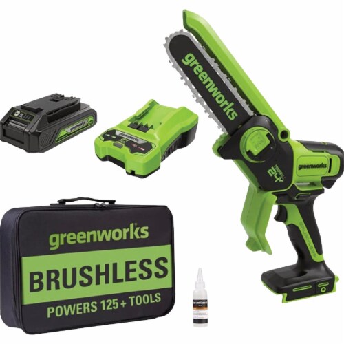 Greenworks V In Brushless Pruner Saw With Ah Battery Charger