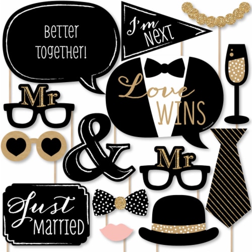 Big Dot Of Happiness Mr And Mr Gold Gay Wedding Photo Booth Props