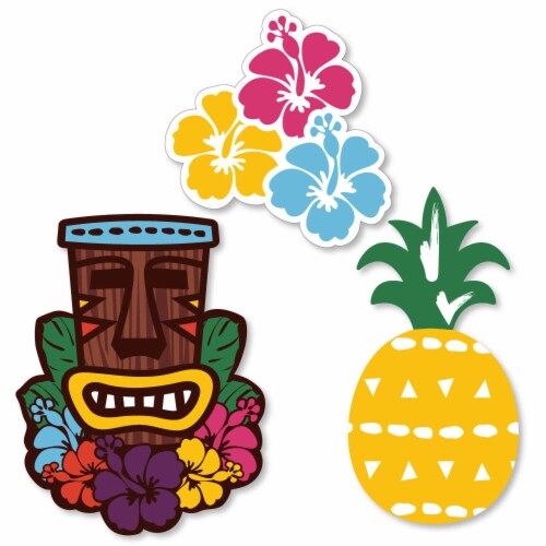 Big Dot Of Happiness Tiki Luau DIY Shaped Tropical Hawaiian Summer