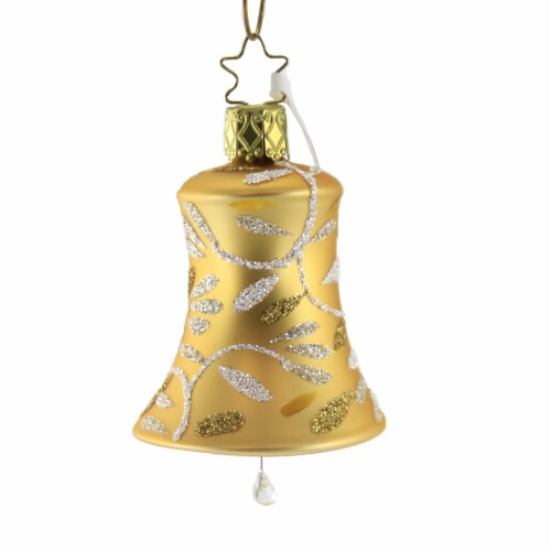 Inge Glas Delights Bell Gold Matte Glass Ornament Christmas T