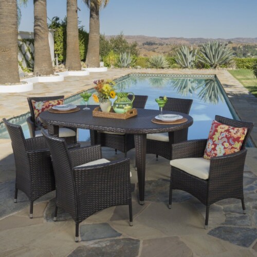 Vinne Outdoor Piece Multi Brown Wicker Oval Dining Set Pcs Kroger