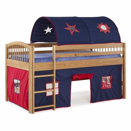 Addison Cinnamon Junior Loft Bed Blue Tent And Playhouse With Red Trim