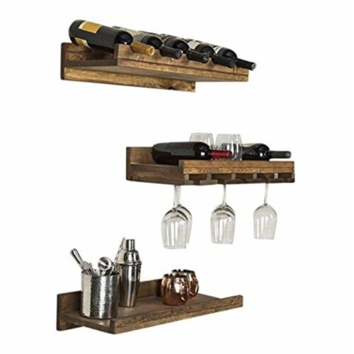 Del Hutson Designs Rustic Luxe 24 Inch Wine Rack Shelf Set Of 3 Dark