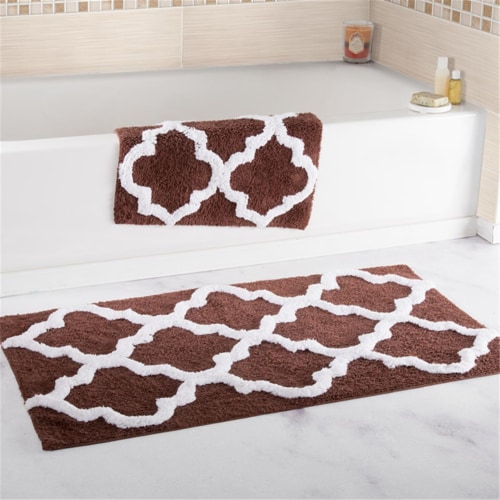 Lavish Home C Percent Cotton Trellis Bathroom Mat Set