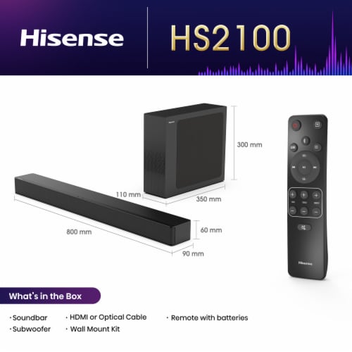 Hisense Hs Ch Soundbar With Wireless Subwoofer Ct Kroger