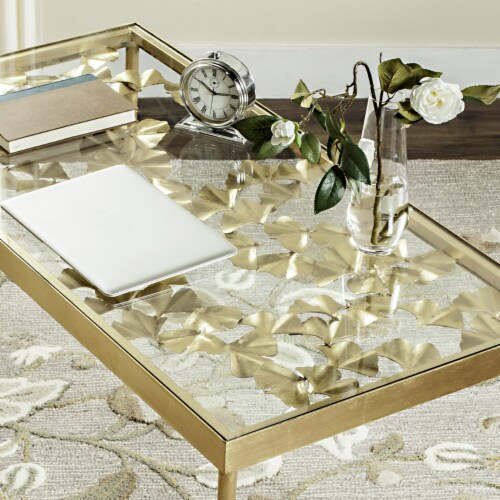 Safavieh Otto Ginkgo Leaf Desk Gold Clear X X W