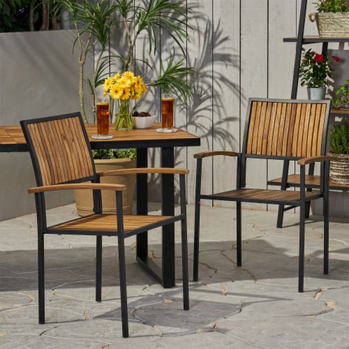 Simplie Fun Modern Industrial Dining Chair Set With Durable Acacia Wood