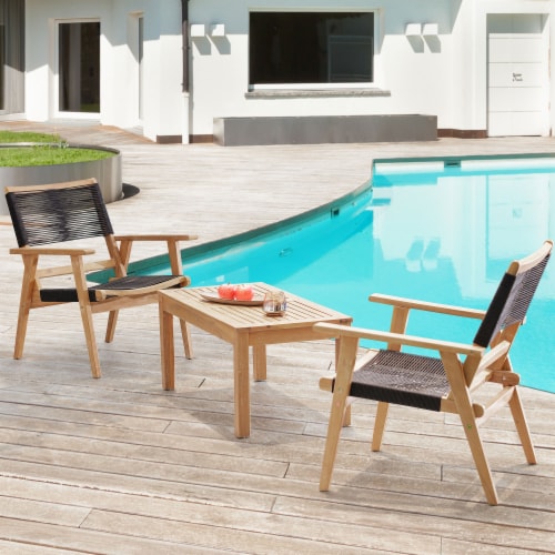 Simplie Fun Ergonomic Acacia Wood Outdoor Dining Chairs With