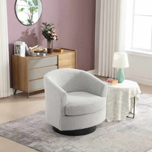 Simplie Fun Swivel Accent Chair With Boucle Upholstery Solid Wood