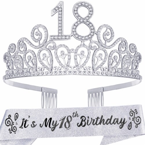 Meant Be Th Birthday Sash Tiara Set Silver Glitter Sash