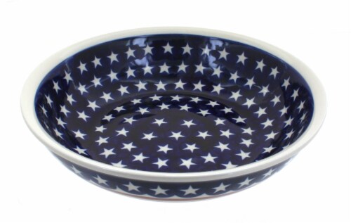 Blue Rose Polish Pottery Stars Stripes Large Salad Bowl 1 QFC