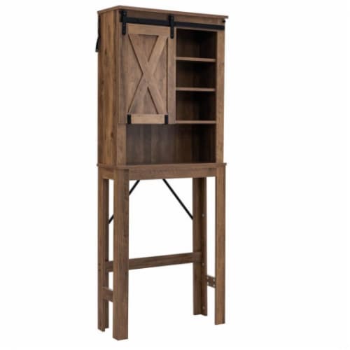 Hivvago Wooden Bathroom Storage Cabinet With Sliding Barn Door And 3