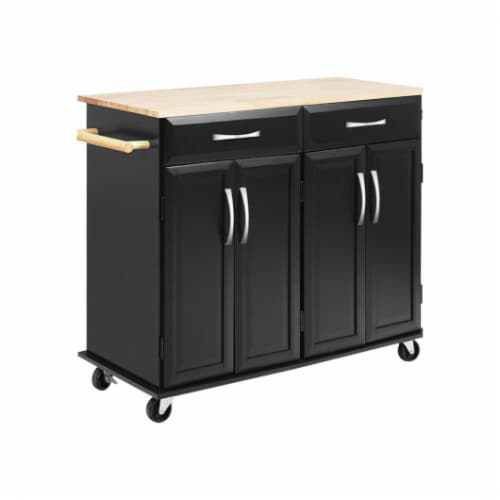 Hivvago Wood Top Rolling Kitchen Trolley Island Cart Storage Cabinet 1