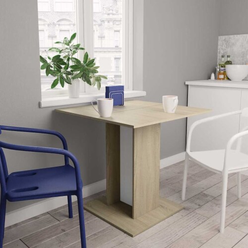 VidaXL Dining Table White And Sonoma Oak 31 5 X31 5 X29 5 Engineered