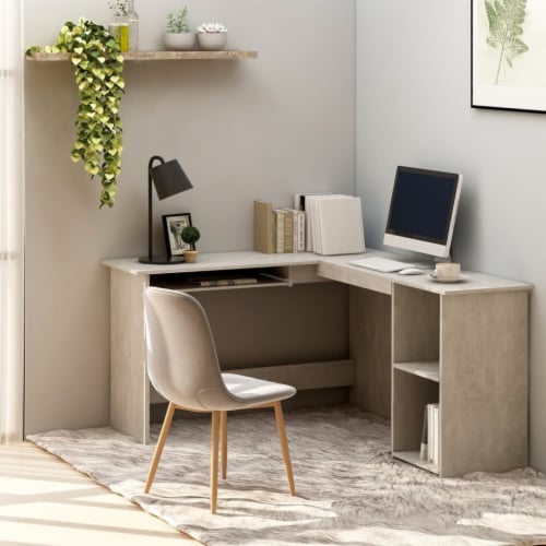 VidaXL L Shaped Corner Desk Concrete Gray 47 2 X55 1 X29 5 Engineered