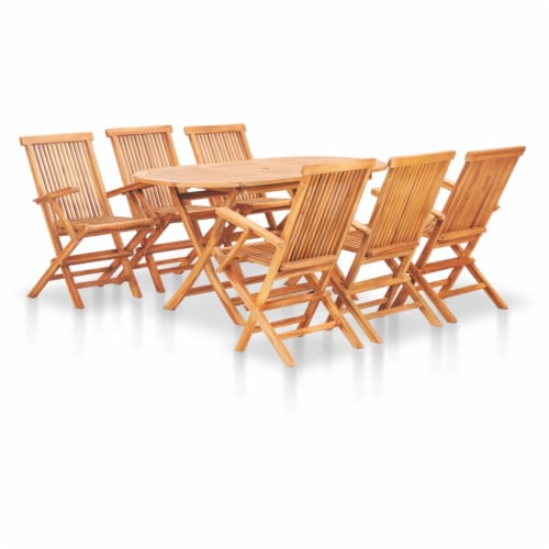 Vidaxl Piece Folding Patio Dining Set Solid Teak Wood Pcs Fred Meyer