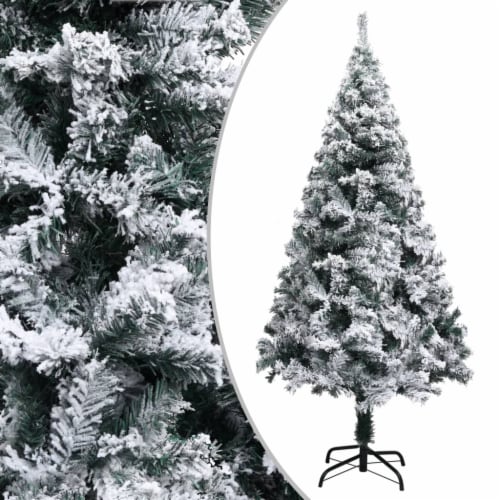 Vidaxl Artificial Christmas Tree With Flocked Snow Green Ft Pvc