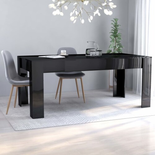 VidaXL Dining Table High Gloss Black 70 9 X35 4 X29 9 Engineered Wood