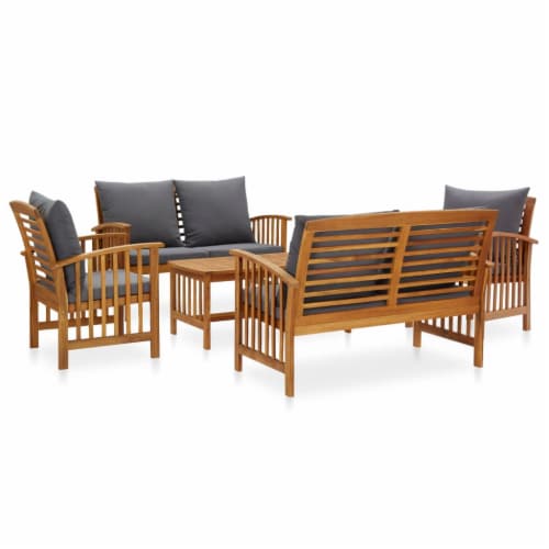 Vidaxl Piece Patio Lounge Set With Cushions Solid Acacia Wood